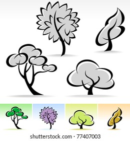¡NUEVO! CONJUNTO ABSTRACTO DE ICONOS DE ÁRBOL CALIGÁFICO