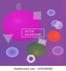 New abstract colorful background. Fluid backdrop with colored bubbles and white shapes. Vector illustration space. Pink trendy soft blurred forms and elegant smooth blend.