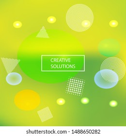 New abstract colorful background. Futuristic backdrop with colored bubbles and white shapes. Vector illustration concept. Green trendy soft blurred forms and elegant smooth blend.