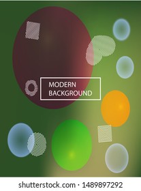 New abstract colorful background. Minimal backdrop with colored bubbles and white shapes. Vector illustration space. Green trendy soft blurred forms and elegant smooth blend.