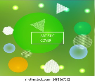 New abstract colorful background. Vector illustration concept. Fresh backdrop with colored bubbles and white shapes. Green trendy soft blurred forms and elegant smooth blend.
