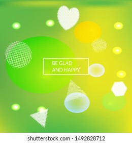 New abstract colorful background. Vector illustration elements. Flat backdrop with colored bubbles and white shapes. Green trendy soft blurred forms and elegant smooth blend.