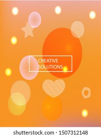New abstract colorful background. Vector illustration pastel. Futuristic backdrop with colored bubbles and white shapes. Orange trendy soft blurred forms and elegant smooth blend.