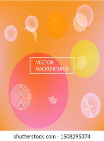 New abstract colorful background. Vector illustration theme. Fluid backdrop with colored bubbles and white shapes. Orange trendy soft blurred forms and elegant smooth blend.