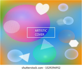 New abstract colorful background. Vector illustration vintage. Futuristic backdrop with colored bubbles and white shapes. Blue trendy soft blurred forms and elegant smooth blend.