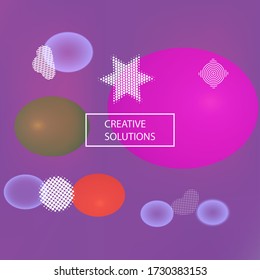 New abstract colorful background. Vector illustration space. Commercial backdrop with colored bubbles and white shapes. Pink trendy soft blurred forms and elegant smooth blend.