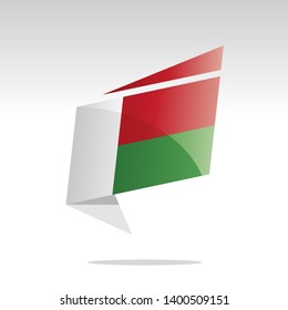 New abstract Madagascar flag origami logo icon button label vector