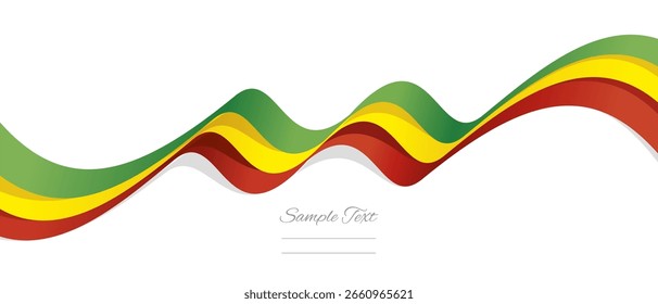 Nueva cinta abstracta de la bandera ondulada de Malí con sombras. Ilustración vectorial de la bandera maliense aislada en el fondo blanco