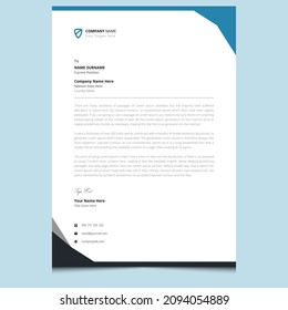 New abstract modern corporate business letterhead template. Clean unique professional letterhead design. Simple elegant creative colorful letterhead design template with gray shapes.