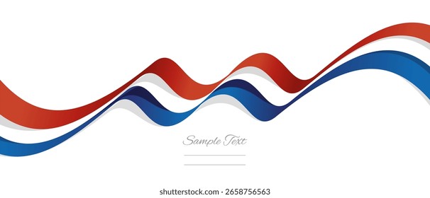 New abstract Netherlands wavy flag ribbon with shadows. Dutch flag vector illustration isolated on white background