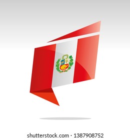 New abstract Peru flag origami logo icon button label vector