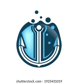 new abstract stylish marine anchor logo nautical design vector illustration