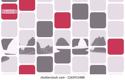 new abstraction mosaic cubes polygonal landscape burgundy.stock image vector