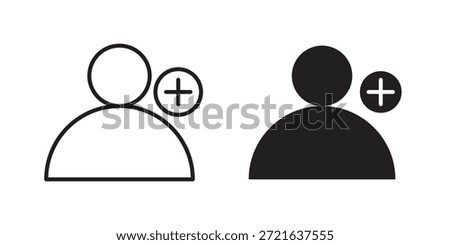 New account icon in filled, thin line, stroke style for website and apps