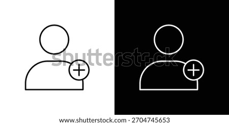 New account icon pixel perfect. Outline symbol. Simple linear drawing.