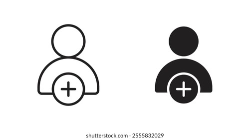New account outlined and solid icon vector collection.