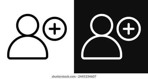 Nueva Cuenta y Conjunto de iconos de adición de usuario. Avatar de miembro de Create y símbolos de unión de foros.