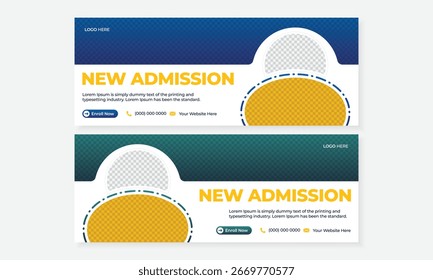 Neue Eintrittsbanner-Vorlage mit kreativem modernem Design und buntem Layout für Bildungsanmeldung und Schulförderungssatz