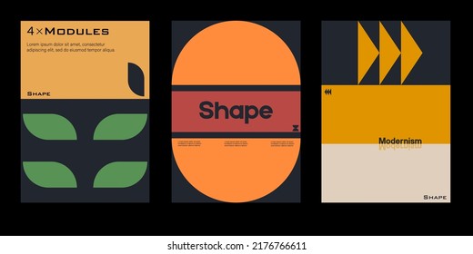 New aesthetics of modernism in poster design vector cards. Brutalism inspired graphics. Great for branding presentation, album print, website header, web banner