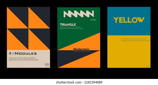 New aesthetics of modernism in poster design vector cards. Brutalism inspired graphics. Great for branding presentation, album print, website header, web banner