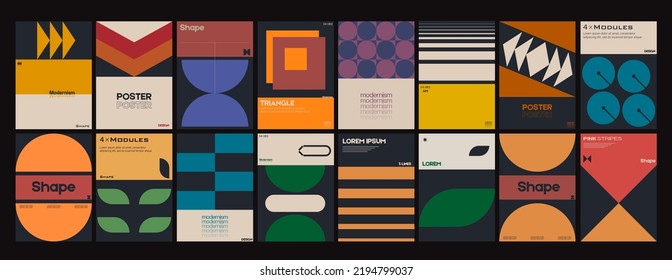 New aesthetics of modernism in poster design vector cards. Brutalism inspired graphics. Great for branding presentation, album print, website header, web banner