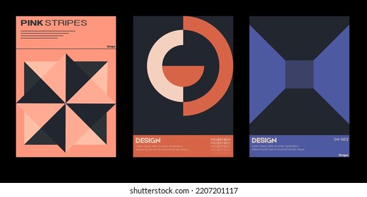New aesthetics of modernism in poster design vector cards. Brutalism inspired graphics. Great for branding presentation, album print, website header, web banner