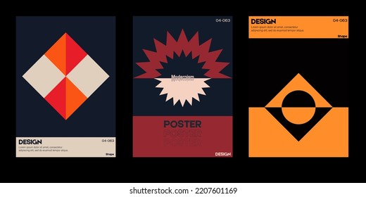 New aesthetics of modernism in poster design vector cards. Brutalism inspired graphics. Great for branding presentation, album print, website header, web banner