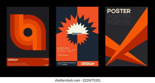 New aesthetics of modernism in poster design vector cards. Brutalism inspired graphics. Great for branding presentation, album print, website header, web banner