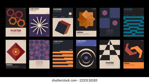 New aesthetics of modernism in poster design vector cards. Brutalism inspired graphics. Great for branding presentation, album print, website header, web banner