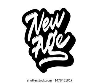 New Age lettering vector. calligraphy hand lettering, vector art and illustration.