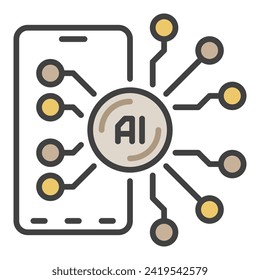 New AI Smartphone vector Artificial Intelligence Device concept colored icon or symbol