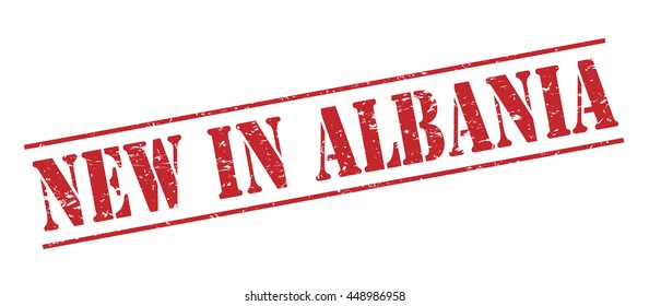 new in albania vector stamp on white background