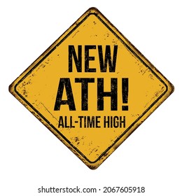 New all time high vintage rusty metal sign on a white background, vector illustration