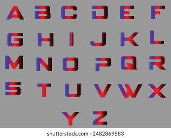 New Alphabet Red And Blue Gradient Color Design 