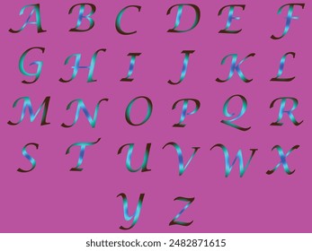 New Alphabet Sky blue Blue And Brown Gradient Color Design 