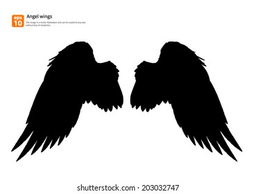 New angel wings silhouette vector design