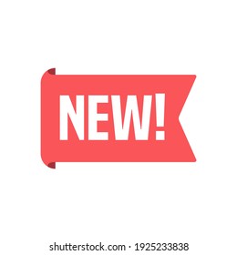 New Announcement Label for Advertisement Modern Flat Design Ribbon