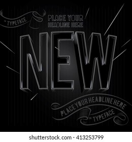 New announcement poster/ New Vintage Label Design/ Antique label western blackboard typography/ vintage vector illustration