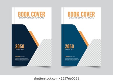 New annual report, print-ready book cover design 2 creative color variation modern style book cover design or report cover with image
