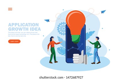 new app, application growth idea vector illustration concept
