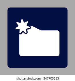 New Archive vector icon. Style is flat rounded square button, white and dark blue colors, silver background.