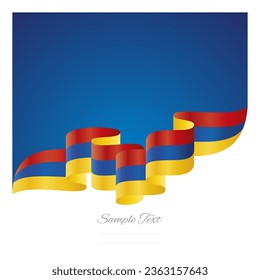 New Armenia red blue orange yellow wavy flag ribbon concept design template. Premium Armenia flag vector design on abstract blue background