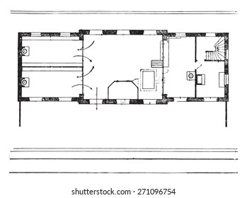 New arrangement of waiting rooms, vintage engraved illustration. Industrial encyclopedia E.-O. Lami - 1875. 