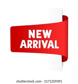 New arrival banner announcing message. Special offer arrival sign. Modern vector icon.