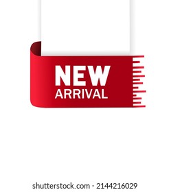 New arrival banner design. New Collection Red Label Icon. Marketing sale promotion. Flat Vector illustration.