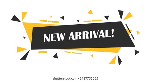 New arrival banner icon in flat style. Arrivals shop vector illustration on isolated background. Fresh product sign business concept.