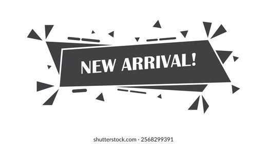 New arrival banner icon in flat style. Arrivals shop vector illustration on isolated background. Fresh product sign business concept.