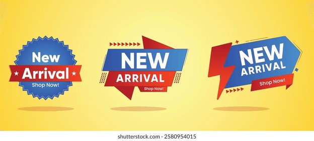 New Arrival banner icon. product label background design.