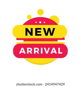 New arrival, banner, label icon. Design for announcement or promotion. Flat style vector sign.