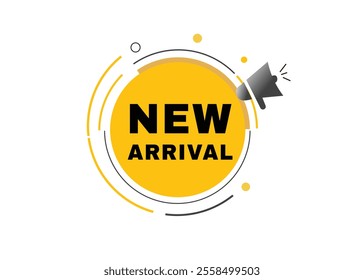 New arrival banner label icon loudspeaker flat design element. Vector sign.